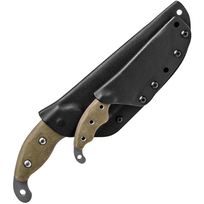 TOPS Wind Runner Combo WDRCMB Fixed Blade Set Black River Wash 1095HC Steel Micarta Handles for Outdoors Kydex Sheath by Black Country Outdoor