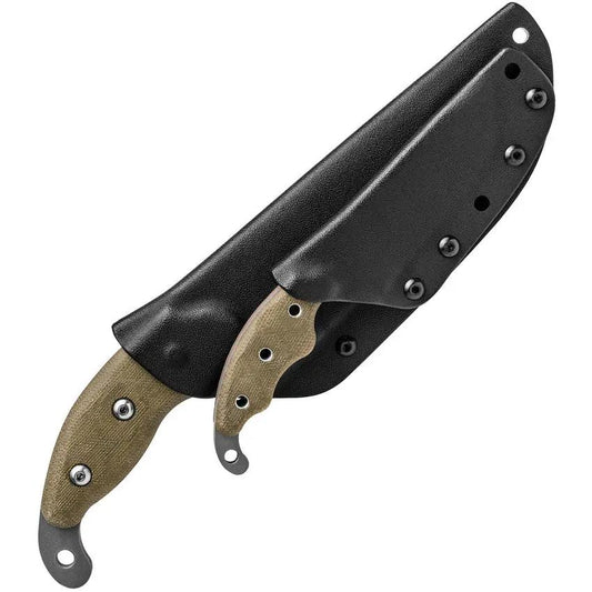 TOPS Wind Runner Combo WDRCMB Fixed Blade Set Black River Wash 1095HC Steel Micarta Handles for Outdoors Kydex Sheath by Black Country Outdoor