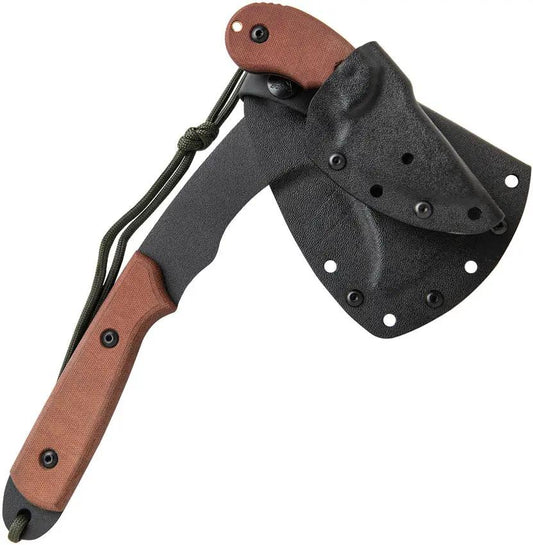 TOPS Wolf Pax 2 Combo WPAX02 Bushcraft Axe Set With Wolf Pup Included - Full Tang 1095 Steel Tan Canvas Micarta Handles by TOPS