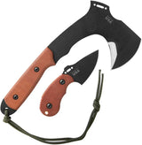 TOPS Wolf Pax 2 Combo WPAX02 Bushcraft Axe Set With Wolf Pup Included - Full Tang 1095 Steel Tan Canvas Micarta Handles by TOPS
