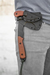 TOPS Wolf Pax 2 Combo WPAX02 Bushcraft Axe Set With Wolf Pup Included - Full Tang 1095 Steel Tan Canvas Micarta Handles by TOPS