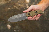 TOPS Wilderness Guide WSG02 Knife - Compact Full Tang 1095HC Blade with Green Canvas Micarta Handle and Kydex Sheath by TOPS
