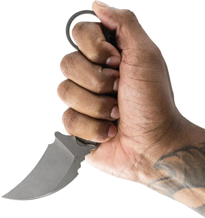 Toor Karsumba R Burlap Knife - CPM-154 Stonewashed Curved Blade Brown Burlap Micarta Handle Full Tang WHL Exclusive by Toor