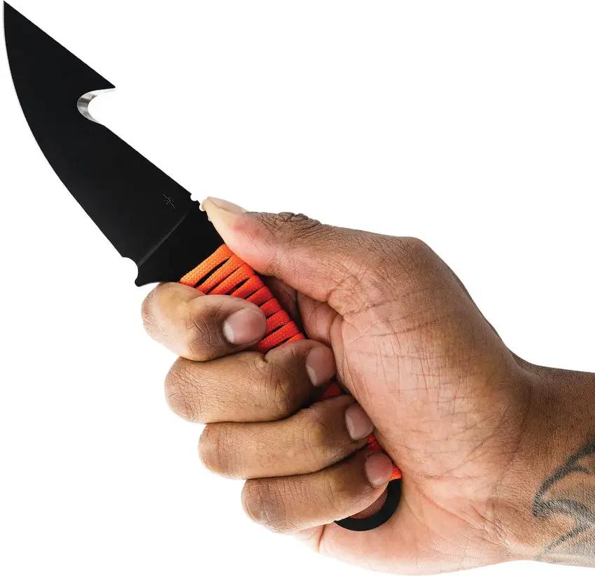 Toor Merlin Gut Hook Blaze - CPM154 Steel Gut Hook Blade With Blaze Orange Cord Wrapped Handle by Toor