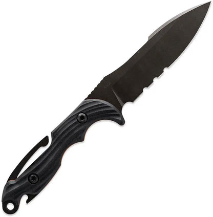 Toor Marine Utility Fighting Dive Knife - CPM CruWear Blade With Partially Serrated Edge Black G10 Handle by Toor