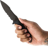 Toor Marine Utility Fighting Dive Knife - CPM CruWear Blade With Partially Serrated Edge Black G10 Handle by Toor