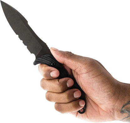 Toor Marine Utility Fighting Dive Knife - CPM CruWear Blade With Partially Serrated Edge Black G10 Handle by Toor