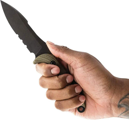 Toor Marine Utility Fighting Dive Knife Spitfire - CPM Cru-Wear Spear Point Blade, Black Oxide Coating, Green G10 Handle by Toor