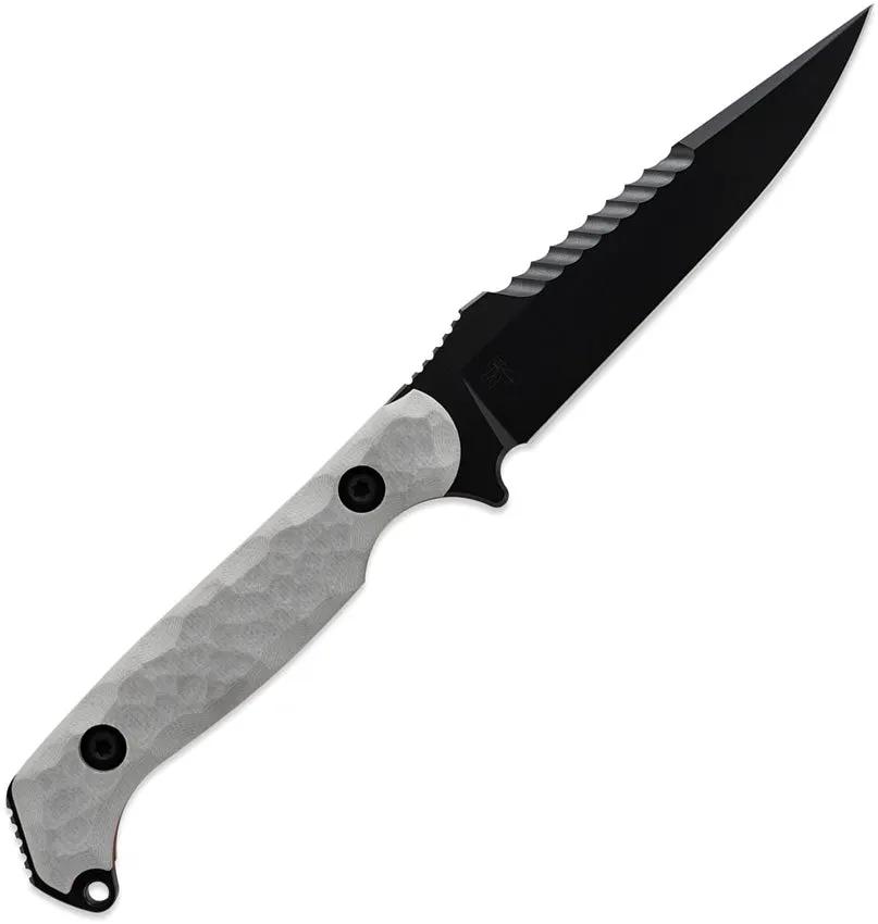 Toor Darter S Fixed Blade Knife - Gray Handle, S35VN, Gun-Kote Sawback, Serialized by Toor