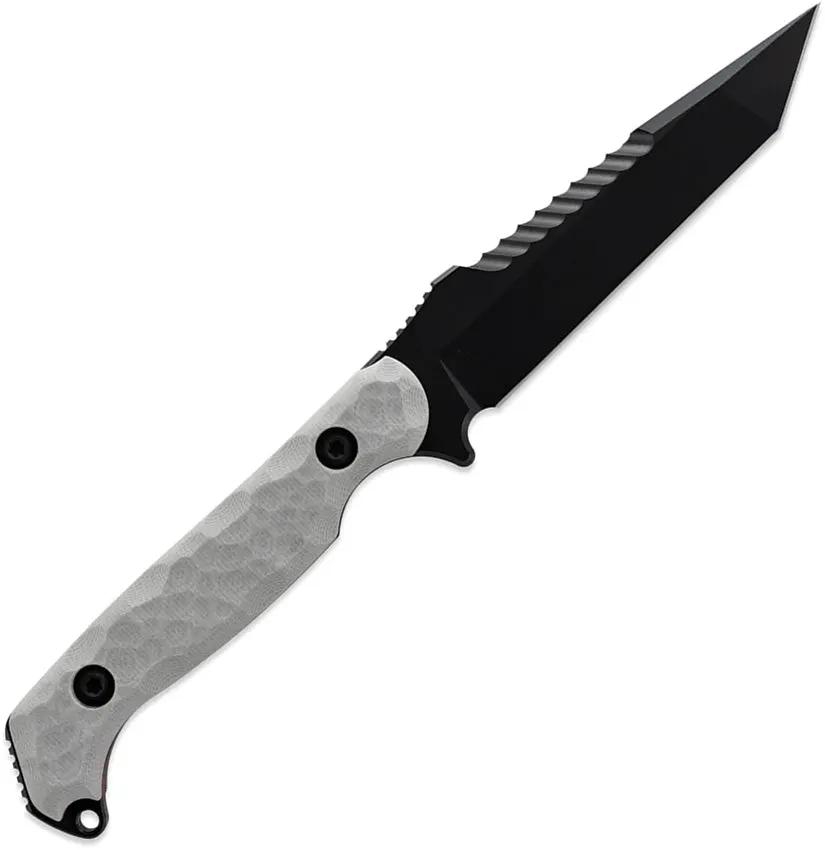 Toor Darter T Fixed Blade Gray - S35VN Tanto Knife With Gun Kote Sawback And G10 Handle by Toor
