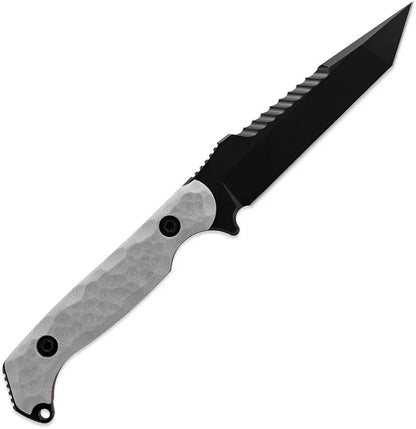 Toor Darter T Fixed Blade Gray - S35VN Tanto Knife With Gun Kote Sawback And G10 Handle by Toor