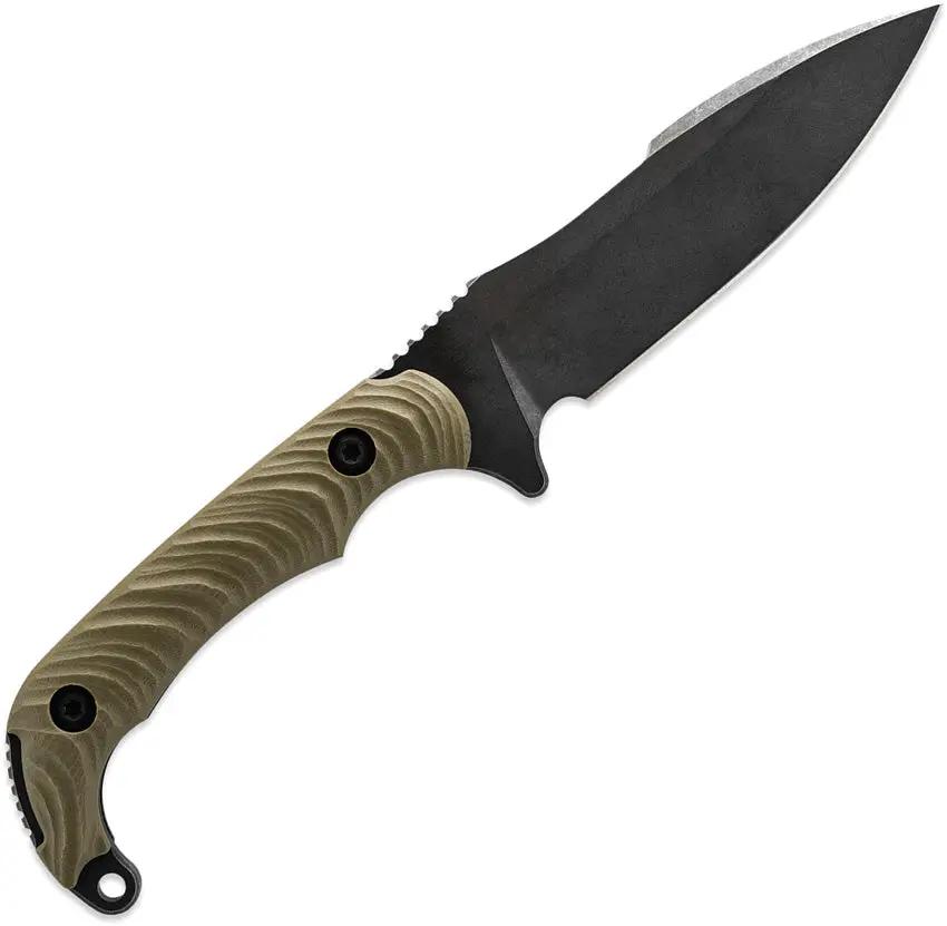 Toor Apnea Fixed Blade Spitfire - CPM Cru-Wear 4.25in Black Oxide Blade Green G10 Handle by Toor