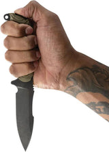 Toor Apnea Fixed Blade Spitfire - CPM Cru-Wear 4.25in Black Oxide Blade Green G10 Handle by Toor