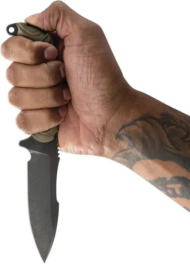 Toor Apnea Fixed Blade Spitfire - CPM Cru-Wear 4.25in Black Oxide Blade Green G10 Handle by Toor