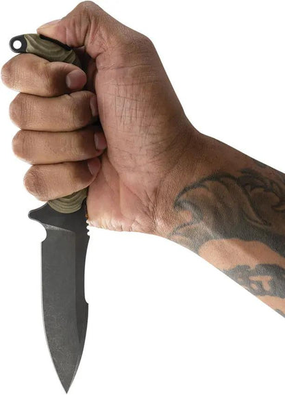 Toor Apnea Fixed Blade Spitfire - CPM Cru-Wear 4.25in Black Oxide Blade Green G10 Handle by Toor