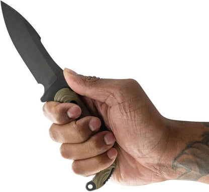 Toor Apnea Fixed Blade Spitfire - CPM Cru-Wear 4.25in Black Oxide Blade Green G10 Handle by Toor