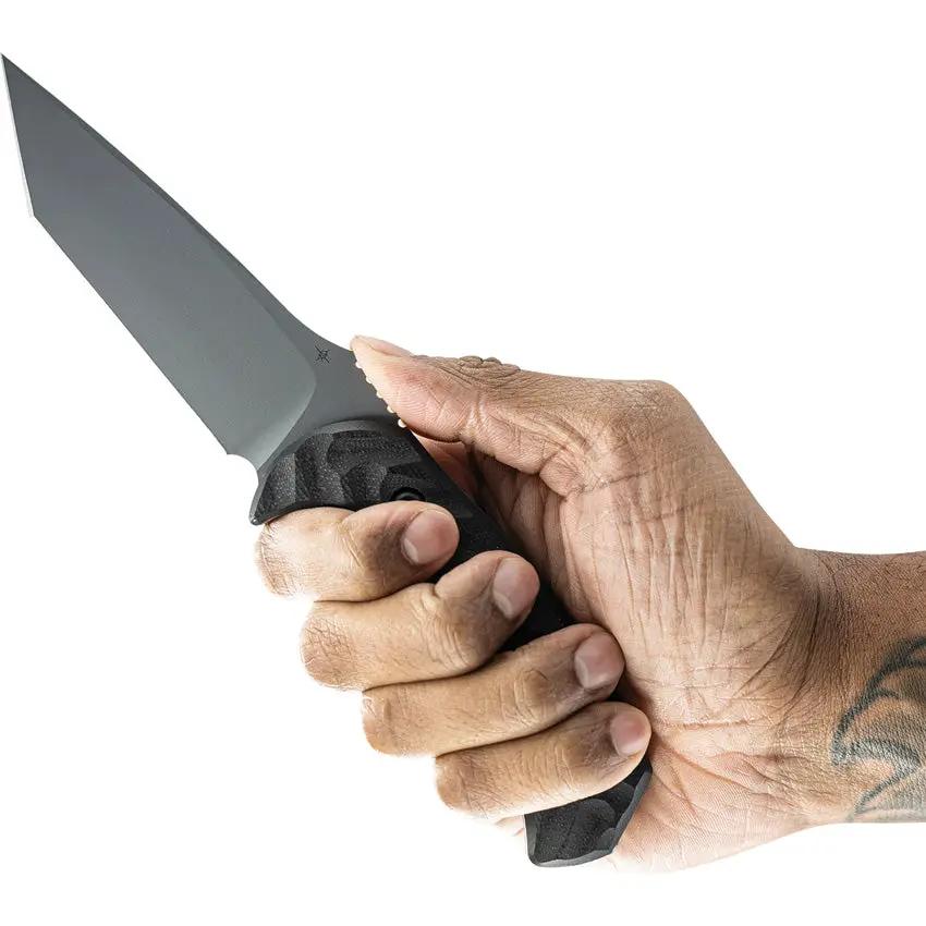 Toor Mullet T Phantom Gray - 8.5 Inch Overall CPM-M4 Stainless Tanto Blade, Black G10 Handle, Full Tang by Toor