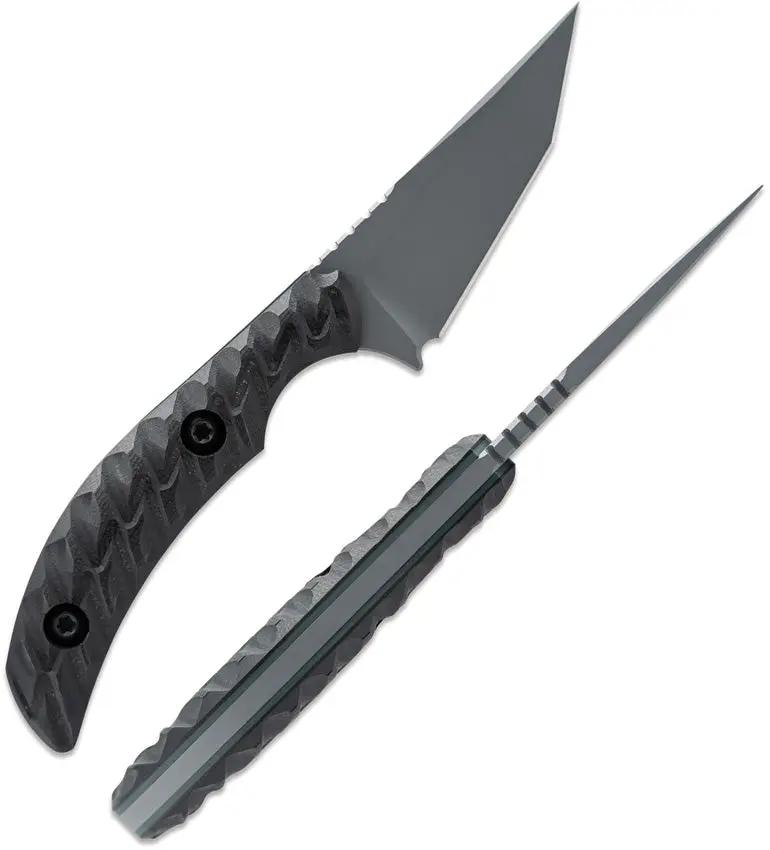 Toor Shifter T Fixed Blade - CPM-M4 Stainless Tanto With Gun-Kote Finish Phantom Gray Blade G10 Handle by Toor