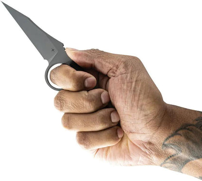 Toor Cortano Fixed Blade Knife - Phantom Grey Wharncliffe Blade Finish Full Tang And Finger Ring by Toor