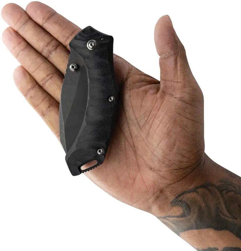 Toor XT1 Charlie Framelock Carbon - 4.75 Inch Closed, 3.25 Inch Black Stonewash CPM S35VN Modified Drop Point Blade by Toor