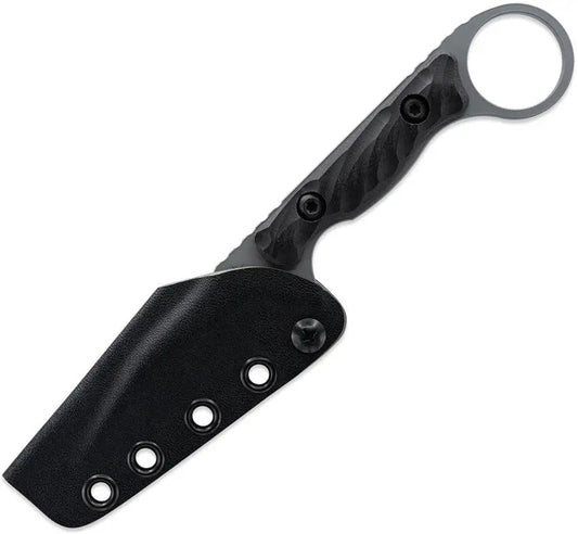 Toor Jank Shank W Fixed Blade Gray Knife - 7 Inch Overall CPM M4 Wharncliffe Blade Gun Kote Finish by Toor