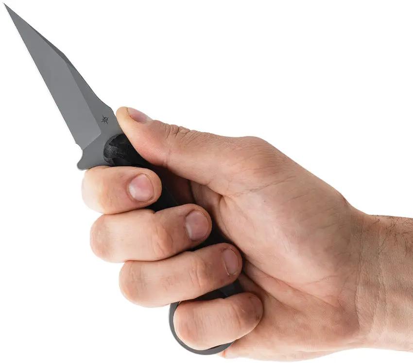 Toor Jank Shank W Fixed Blade Gray Knife - 7 Inch Overall CPM M4 Wharncliffe Blade Gun Kote Finish by Toor