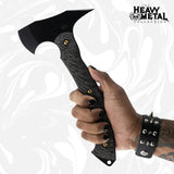 Toor Tomahawk Heavy Metal - 11 Inch Overall D2 Tool Steel Head With Black Gun-Kote Finish With Black G10 Handle by Toor