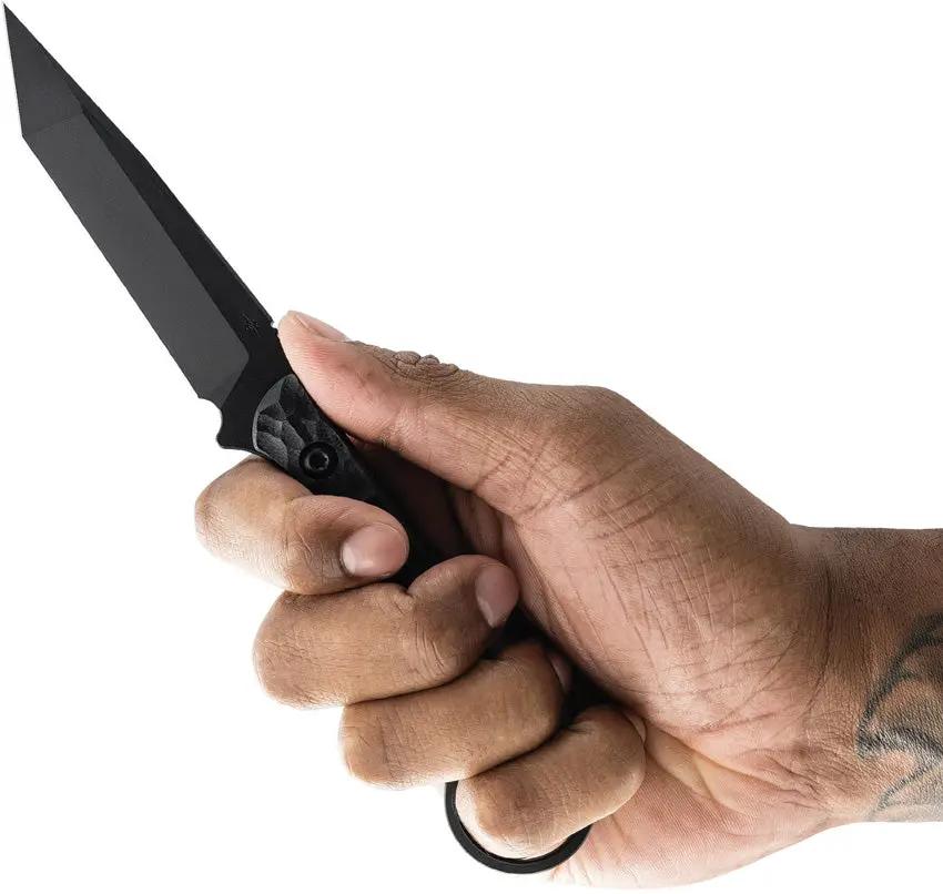 Toor Serpent T Fixed Blade - CPM-M4 Black Gun-Kote Tanto With Sculpted G10 Handle And Full Tang by Toor