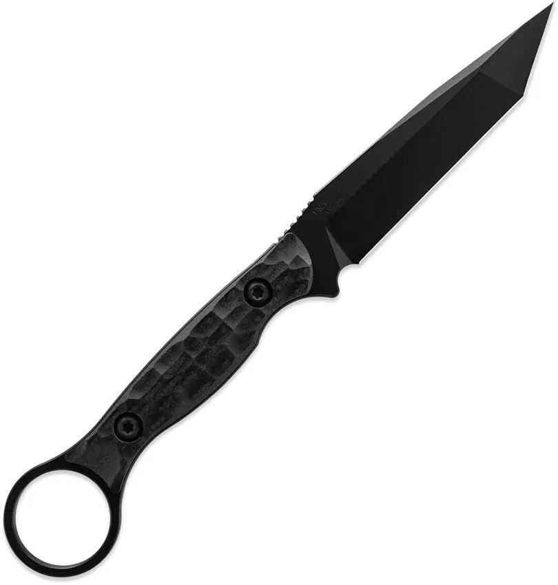 Toor Serpent T Fixed Blade - CPM-M4 Black Gun-Kote Tanto With Sculpted G10 Handle And Full Tang by Toor