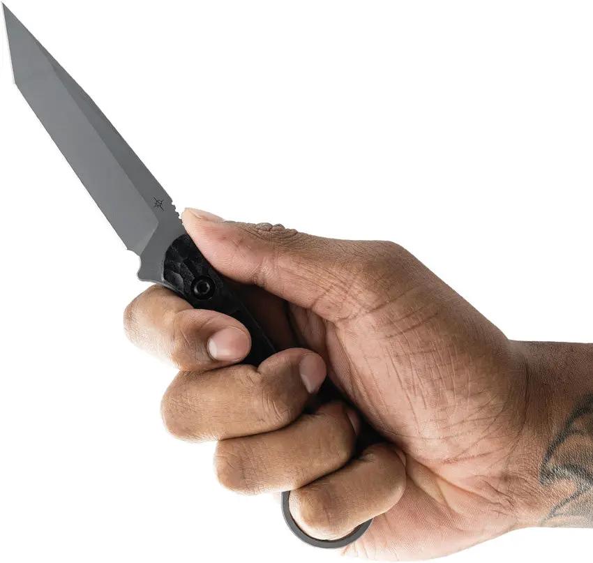 Toor Serpent T Fixed Blade - Gray CPM 3V Tanto With Finger Ring And Full Tang For Heavy Duty Tasks by Toor