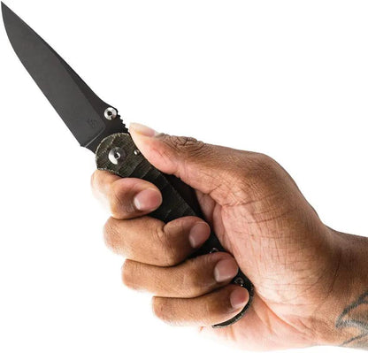 Toor Camp Merchant Framelock 2.0 S Ti - CPM S35VN Blade Green Canvas Micarta Handle by Toor