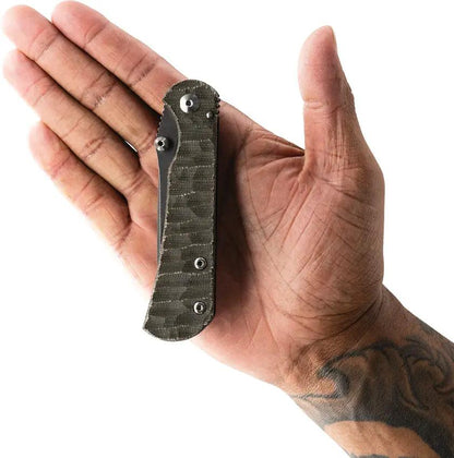 Toor Camp Merchant Framelock 2.0 S Ti - CPM S35VN Blade Green Canvas Micarta Handle by Toor