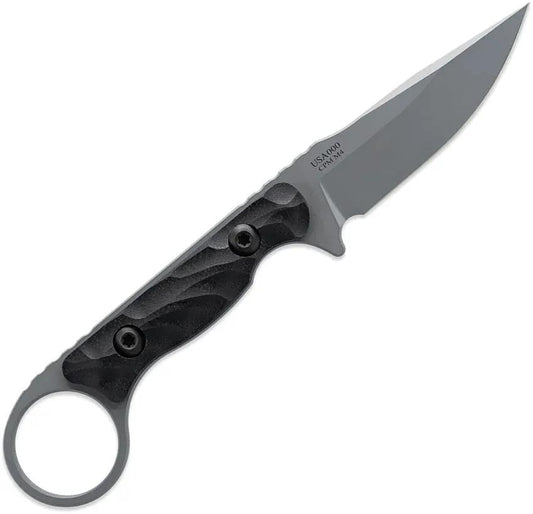 Toor Jank Shank S Fixed Blade Gray - CPM M4 Steel With Gun-Kote Finish G10 Handle Full Tang Finger Ring by Toor