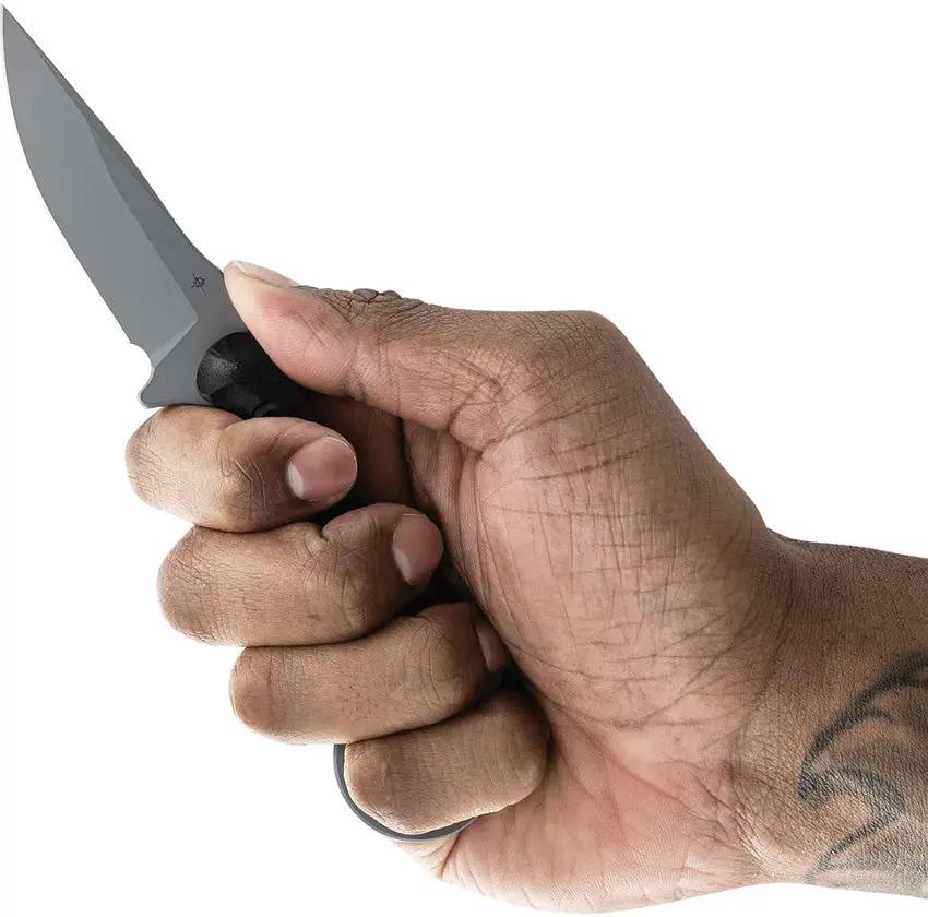 Toor Jank Shank S Fixed Blade Gray - CPM M4 Steel With Gun-Kote Finish G10 Handle Full Tang Finger Ring by Toor