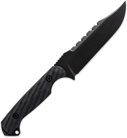 Toor Crewman Fixed Blade Knife - Black Oxide Sawback CPM Cru-Wear Steel G10 Handle by Toor