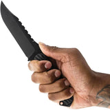 Toor Crewman Fixed Blade Knife - Black Oxide Sawback CPM Cru-Wear Steel G10 Handle by Toor