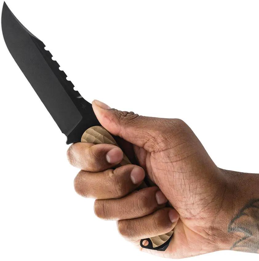 Toor Crewman Fixed Blade Knife Tan - 9 Inch CPM Cru-Wear Sawback With G10 Handle by Toor