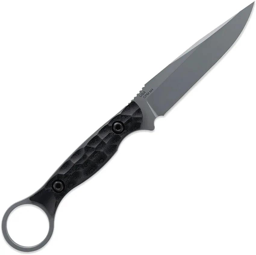 Toor Serpent S Fixed Blade Gray - CPM M4 Stainless Steel Blade With Gun Kote Finish And Black G10 Handle by Toor