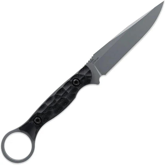 Toor Serpent S Fixed Blade Gray - CPM M4 Stainless Steel Blade With Gun Kote Finish And Black G10 Handle by Toor