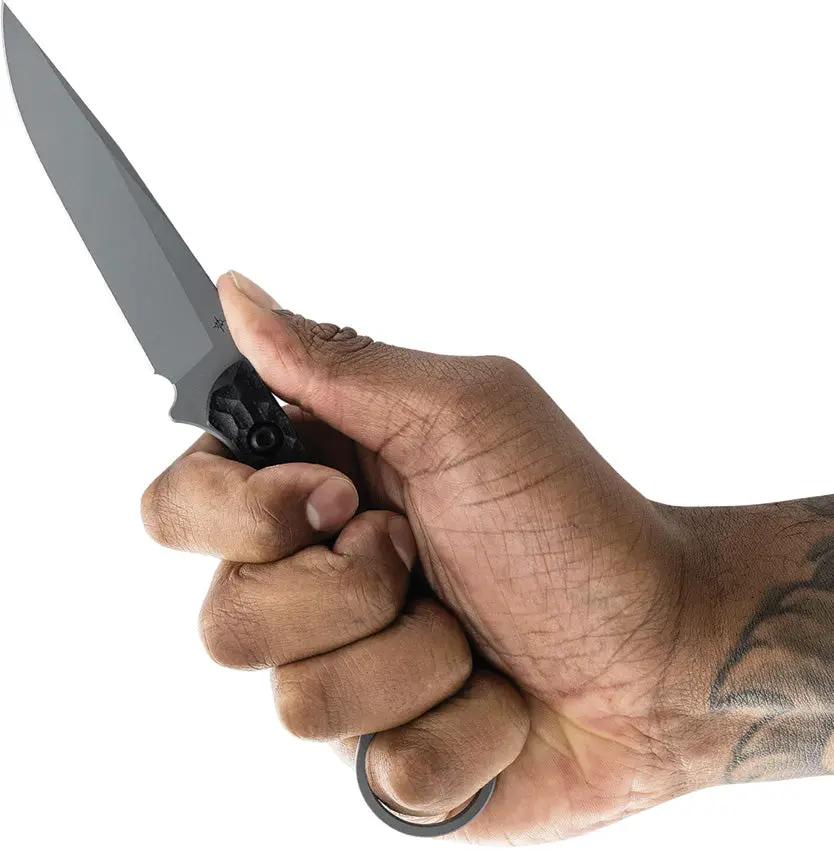 Toor Serpent S Fixed Blade Gray - CPM M4 Stainless Steel Blade With Gun Kote Finish And Black G10 Handle by Toor
