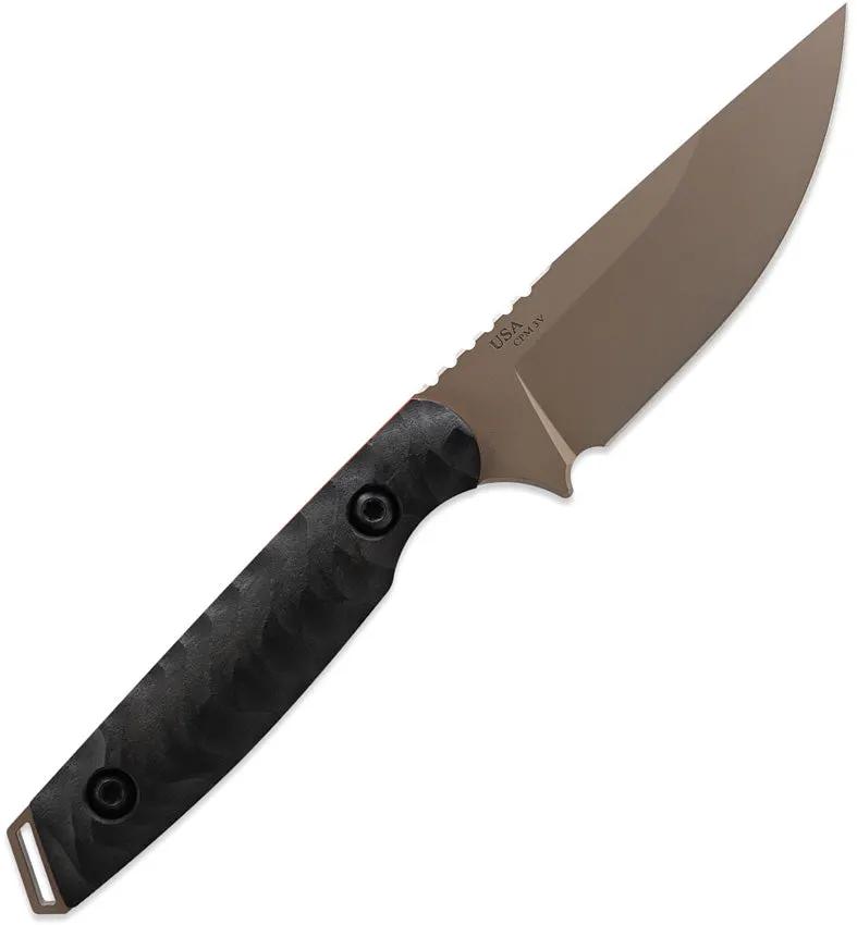 Toor Field Canyon 3.0 Fixed Blade Knife - CPM-3V Steel, Gun-Kote Tan Finish, Black G10 Handle, Extended Tang by Toor
