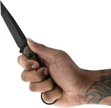 Toor Serpent T Fixed Blade Covert - CPM 3V Blade With Green G10 Handle And Finger Ring by Toor