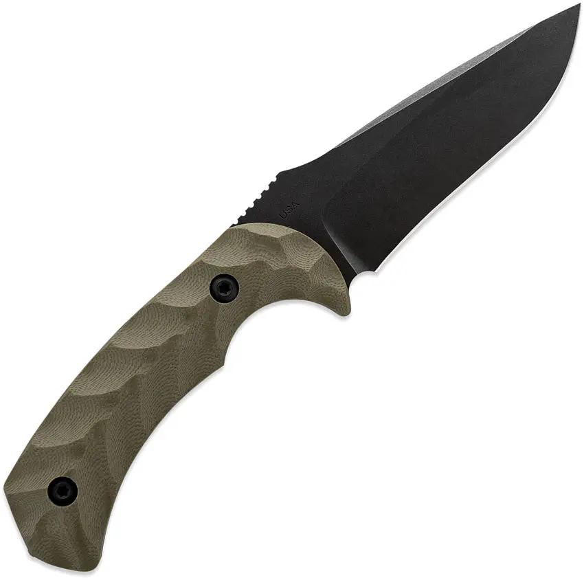 Toor Mullet Fixed Blade Covert Green - 8.5 Inch Overall, 4 Inch CPM-154 Gun-Kote Blade, Green G10 Handle by Toor