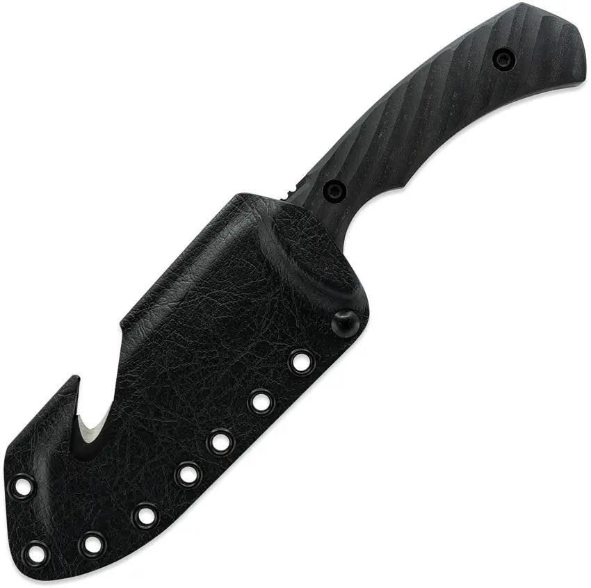 Toor Egress Fixed Blade Carbon CPM S35VN Guthook Knife - Black Stonewash Sawback With G10 Handle by Toor