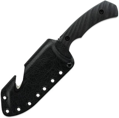 Toor Egress Fixed Blade Carbon CPM S35VN Guthook Knife - Black Stonewash Sawback With G10 Handle by Toor