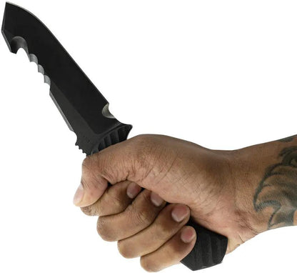 Toor Egress Fixed Blade Carbon CPM S35VN Guthook Knife - Black Stonewash Sawback With G10 Handle by Toor