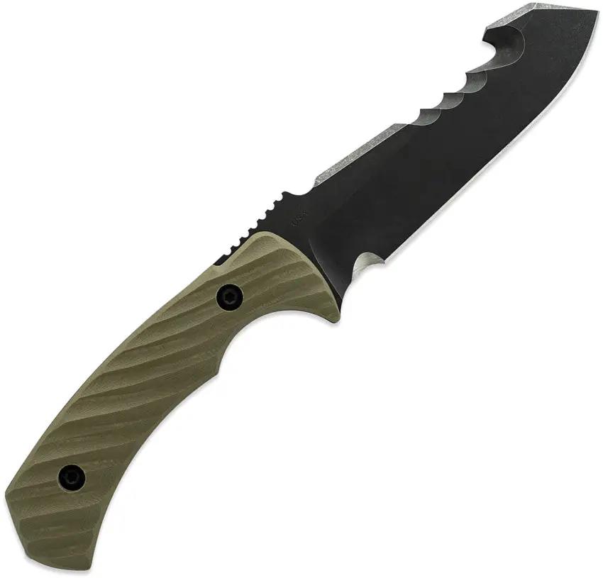 Toor Egress Fixed Blade Covert Egress Green - Full Tang CPM S35VN Blade With Black Oxide Finish And G10 Handle by Toor