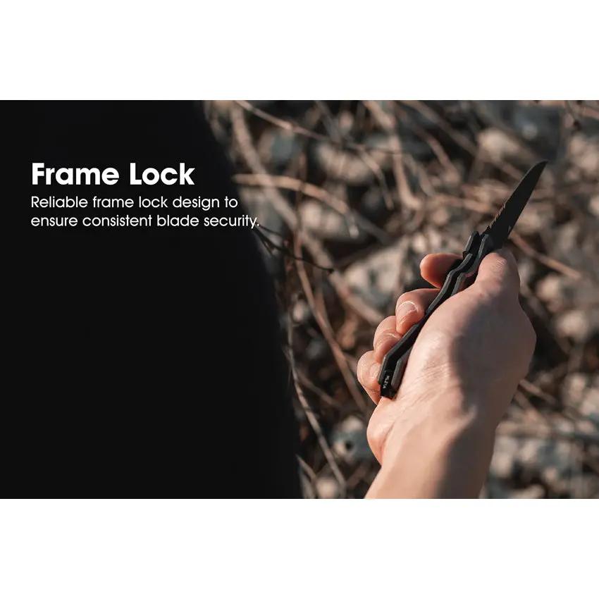 TRUE Tactical EDC Framelock TRU-FMK-0004 - Compact Gray Titanium Handle Knife With 3.25in Black Oxide 8Cr13MoV Blade by TRUE