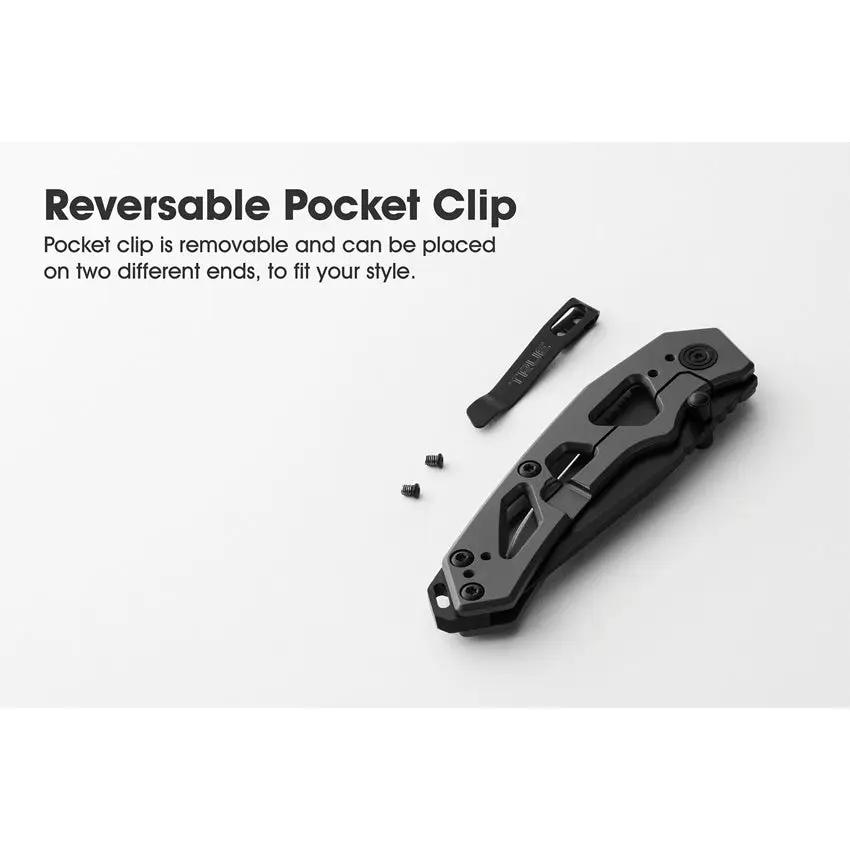 TRUE Tactical EDC Framelock TRU-FMK-0004 - Compact Gray Titanium Handle Knife With 3.25in Black Oxide 8Cr13MoV Blade by TRUE