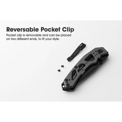 TRUE Tactical EDC Framelock TRU-FMK-0004 - Compact Gray Titanium Handle Knife With 3.25in Black Oxide 8Cr13MoV Blade by TRUE